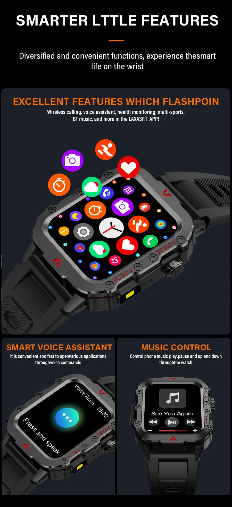 LAXASFIT™ 5610 – Smartwatch Sport; Santé | Écran HD 1.71’’
