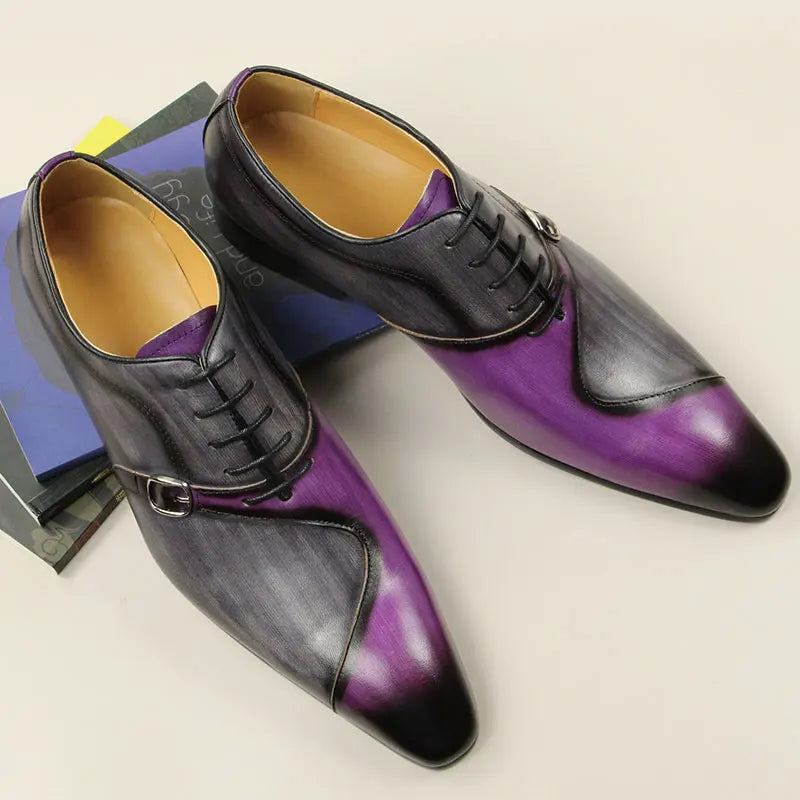 Chaussures Homme YAOLIDA – Oxford en Cuir Véritable avec Boucle Latérale