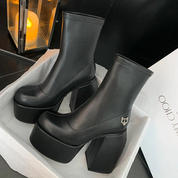 Women's designer ankle boots - 14 cm heel, stretch, bold and sexy look