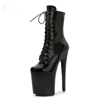 Women's Summer Boots - Short Heel, Perforated and Peep Toe Style