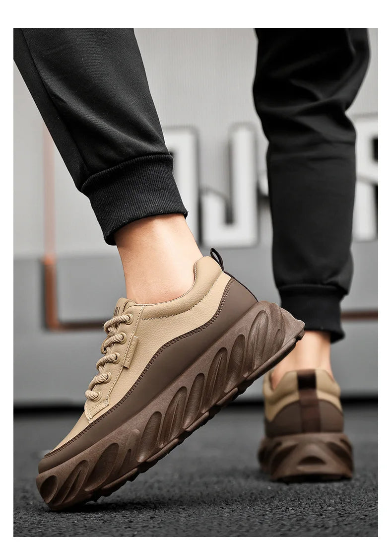 Men's Thick Sole Casual Shoes - Fashionable, Low-Top, Non-Slip, Comfortable Outdoor Sneakers