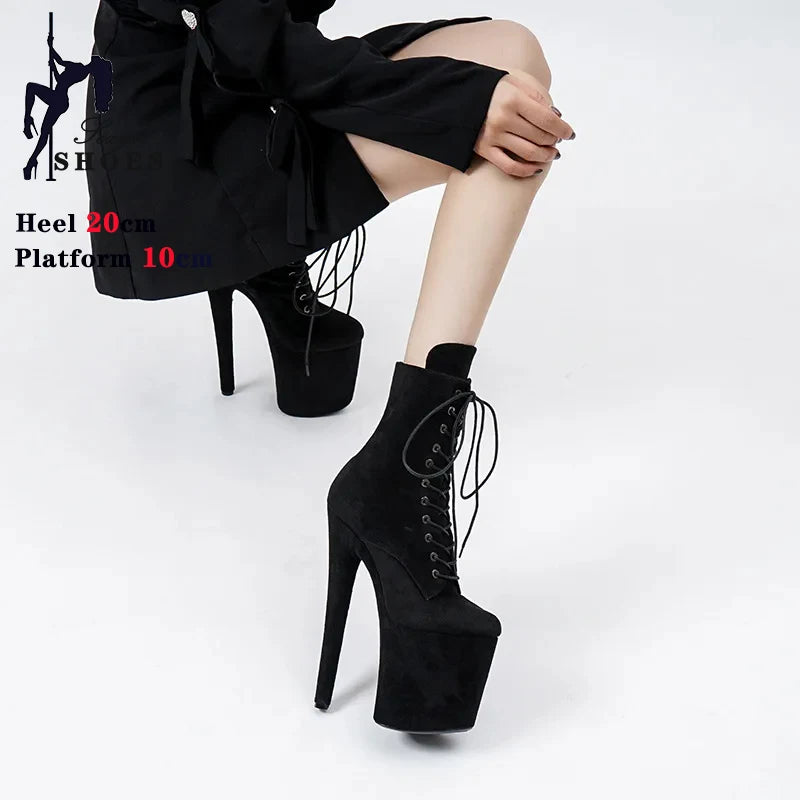 Women's Fetish Ankle Boots - Super High Heel, Western Style, Evening and Nightclub