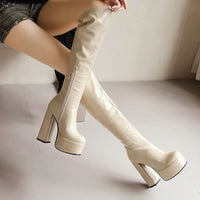Bottes Femme Grande Taille à Talon Épais et Plateforme – FANAN AYY-A8-13 | Bottes Genou Élégantes &amp; Sexy Automne