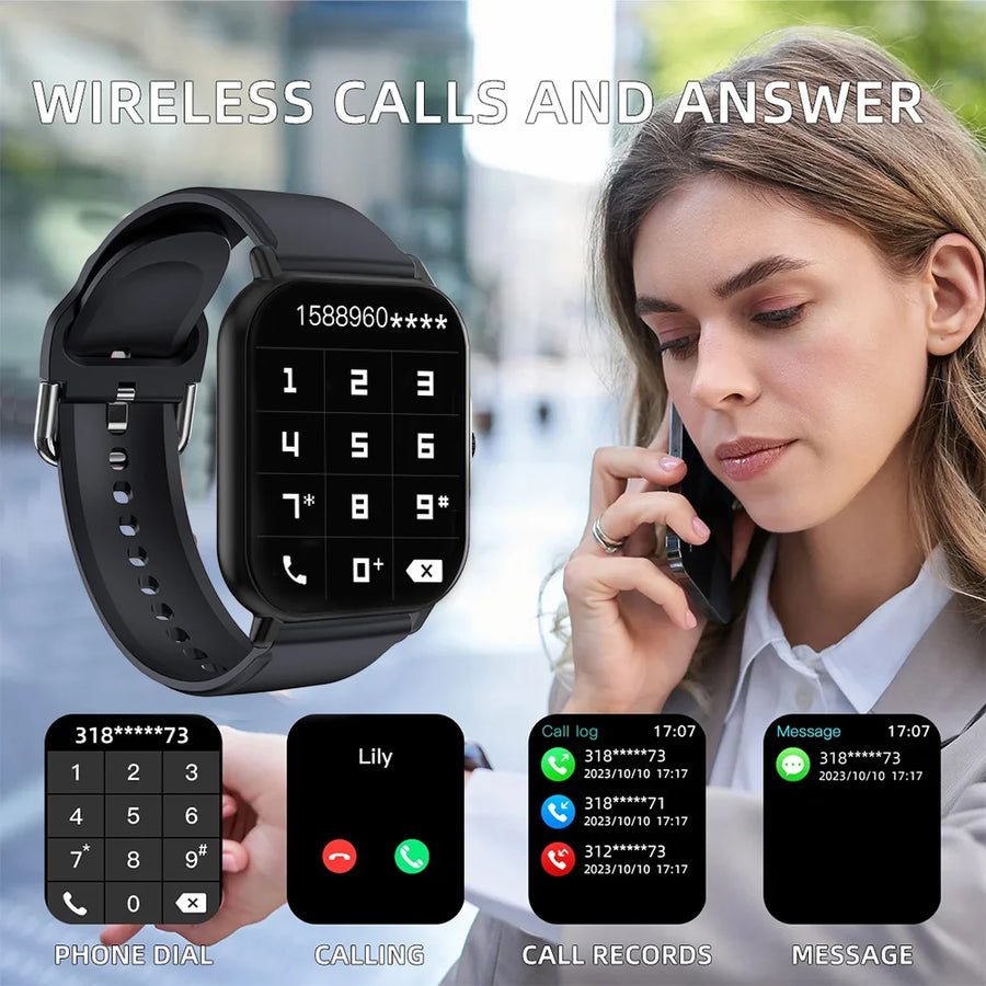 LAXASFIT 1.73” Smartwatch – Unisex Smartwatch with Customizable Dials, Health Tracking, Bluetooth, Calls & Notifications, Android & iOS Compatible