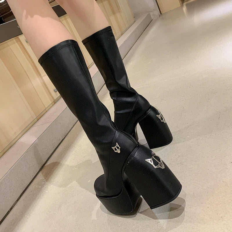 Women's designer ankle boots - 14 cm heel, stretch, bold and sexy look