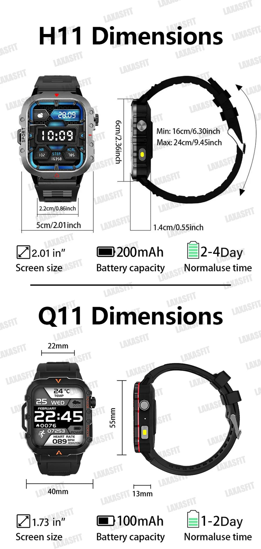 LAXASFIT™ 5610 – Smartwatch Sport; Santé | Écran HD 1.71’’