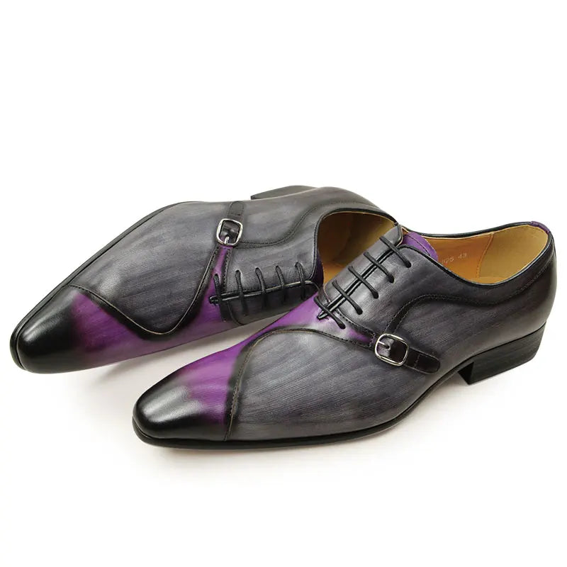 Chaussures Homme YAOLIDA – Oxford en Cuir Véritable avec Boucle Latérale