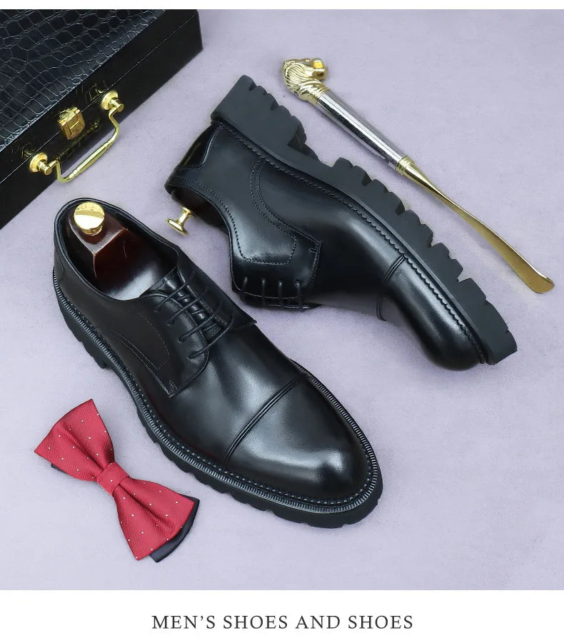 XXCZDOU, Chaussures Homme Rétro 2025 – Cuir Véritable de Luxe, Handmade, Style Britannique Élégant, Plateforme Confortable – Idéal Mariage & Soirée
