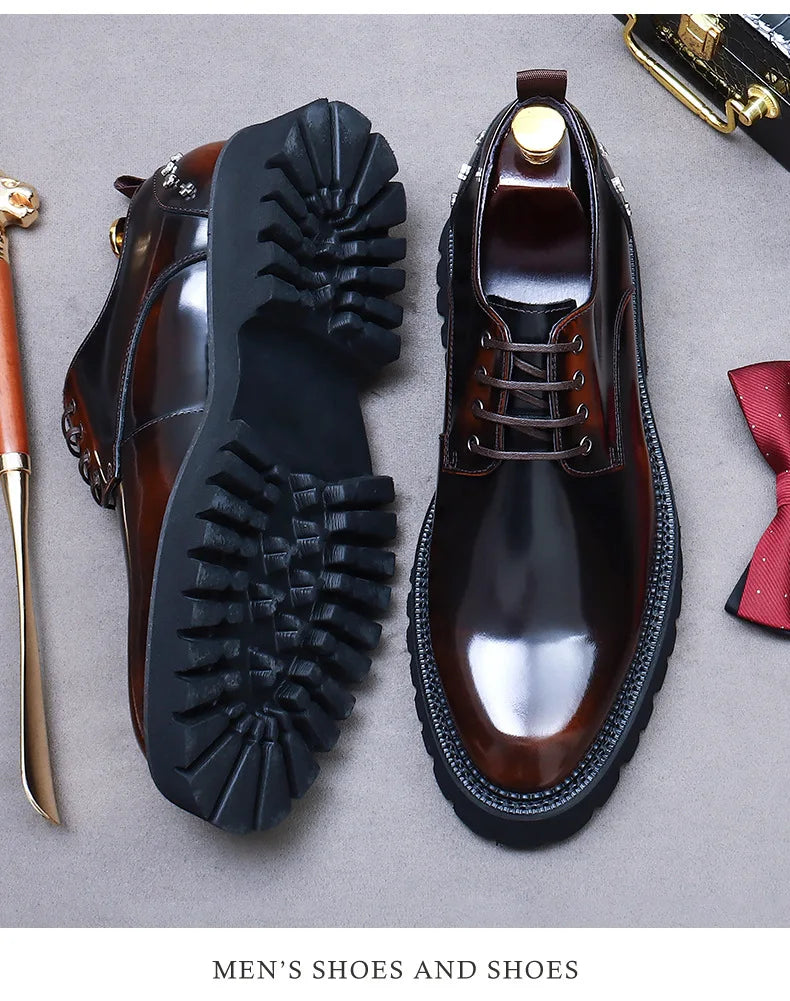 YETTIES Derby Classique – Chaussures Homme en Cuir Véritable