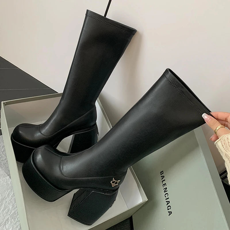Women's designer ankle boots - 14 cm heel, stretch, bold and sexy look